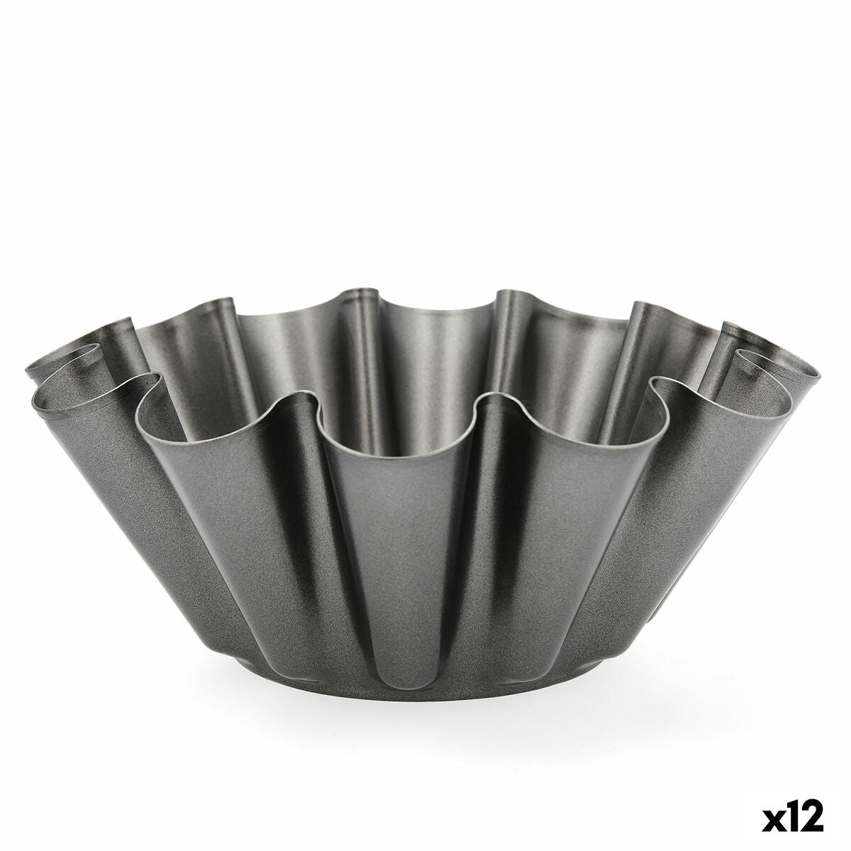 Flan Form Quid Sweet Grey Black Metal 23 x 9 cm (12 enheder)