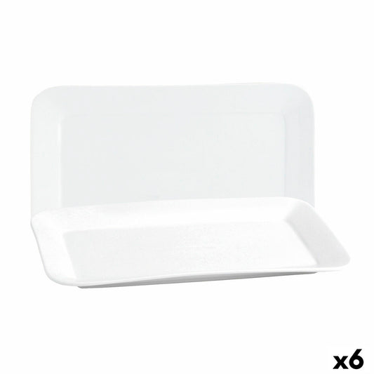 Serveringsfad Quid Basic rektangulær keramik hvid (35,8 x 21 cm) (6 enheder)