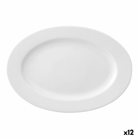 Flad plade Ariane Prime Oval Ceramic White (22 x 20 cm) (12 enheder)