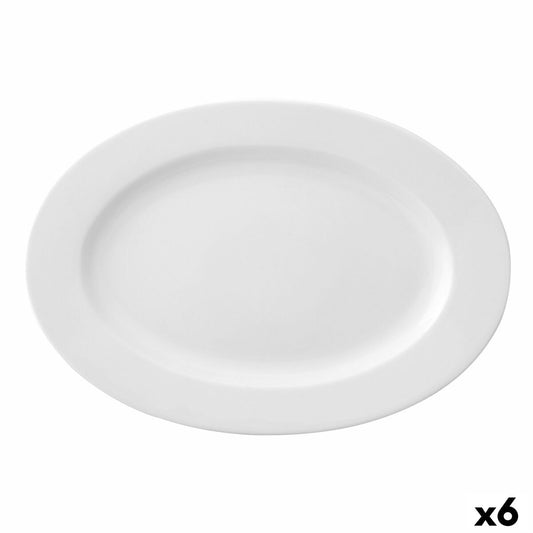 Flad plade Ariane Prime Oval Ceramic White (38 x 25 cm) (6 enheder)