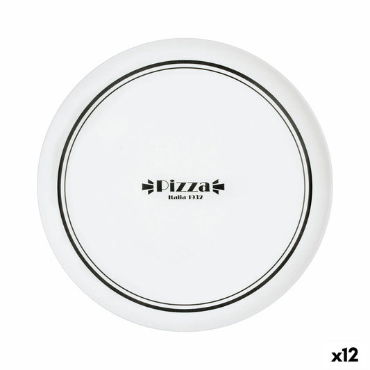 Pizzatallerken Luminarc Firend's Time Bistro Hvid Sort Glas Ø 32 cm (12 Enheder)