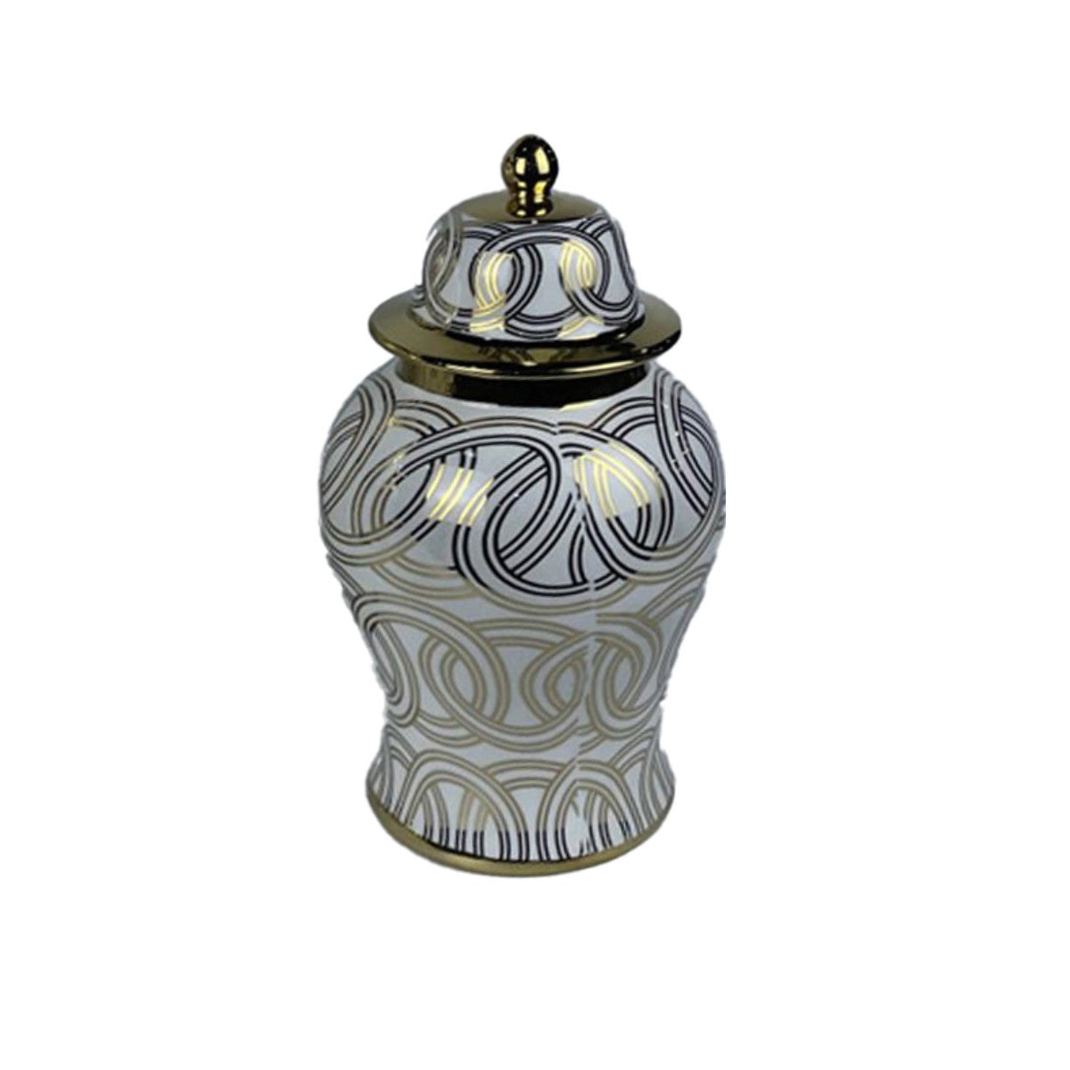 Vase DKD Home Decor Porcelain Golden White Oriental (17 x 17 x 31 cm)