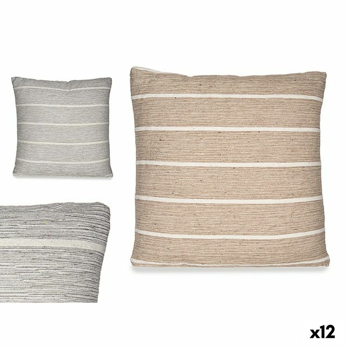 Cushion Stripes Brown Grey 45 x 12 x 45 cm (12 Units)