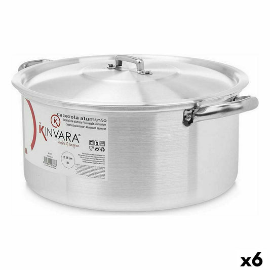 Kasserolle med låg Silver Aluminium 8 L (6 enheder)