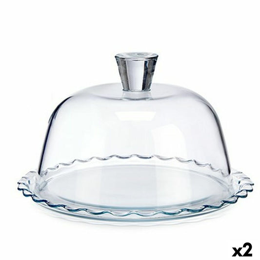 Madkasse Petite Patisserie Waves Transparent Glas 26,4 x 15,5 x 26,4 cm (2 enheder)