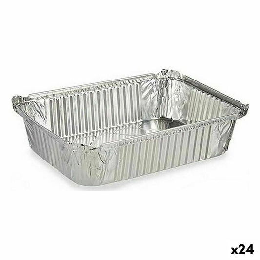 Sæt køkkenskåle engangs med låg Aluminium 19 x 6,8 x 25,5 cm (24 enheder)