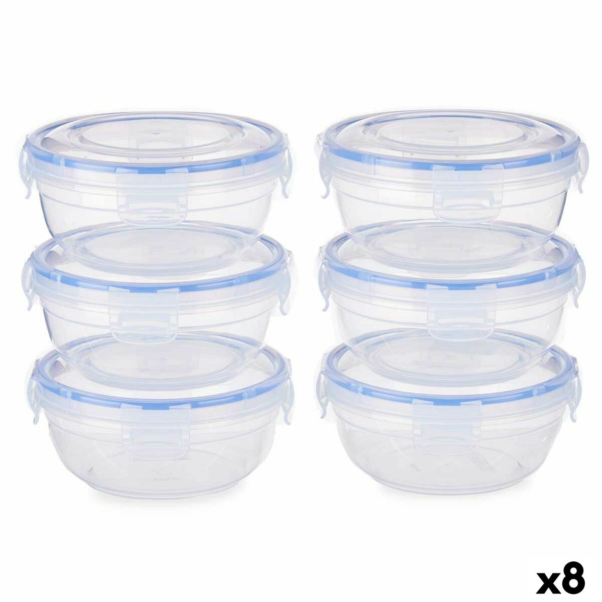 Sæt med madpakker Hermetic Blue Transparent Plastic 800 ml 15,5 x 7,5 x 15,5 cm (8 enheder)