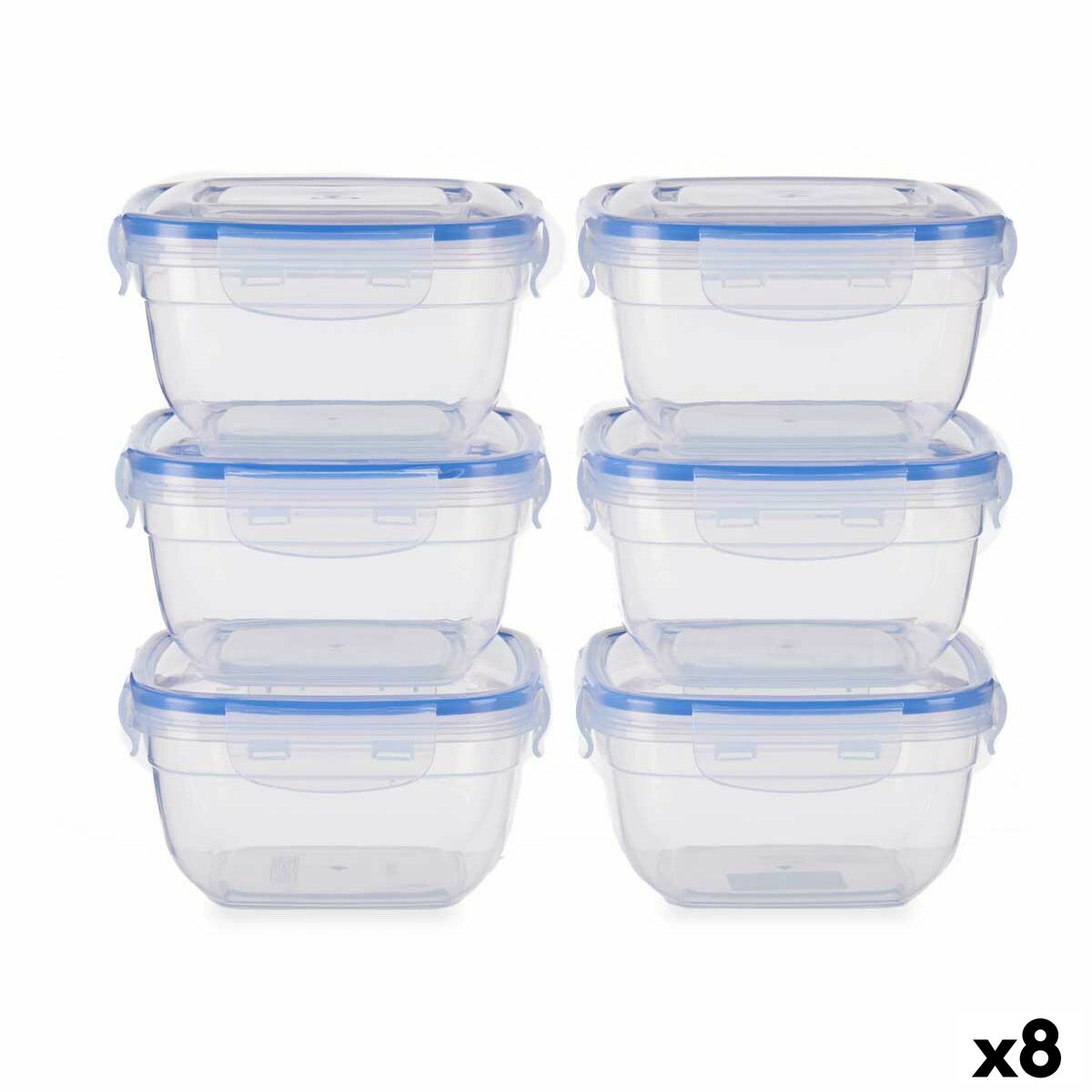 Sæt med madpakker Hermetic Blue Transparent Plastic 900 ml 14,5 x 8,5 x 14,5 cm (8 enheder)