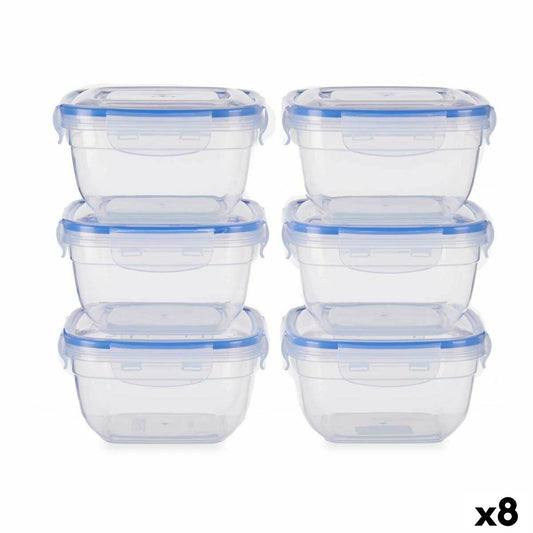 Sæt med madpakker Hermetic Blue Transparent Plastic 900 ml 14,5 x 8,5 x 14,5 cm (8 enheder)