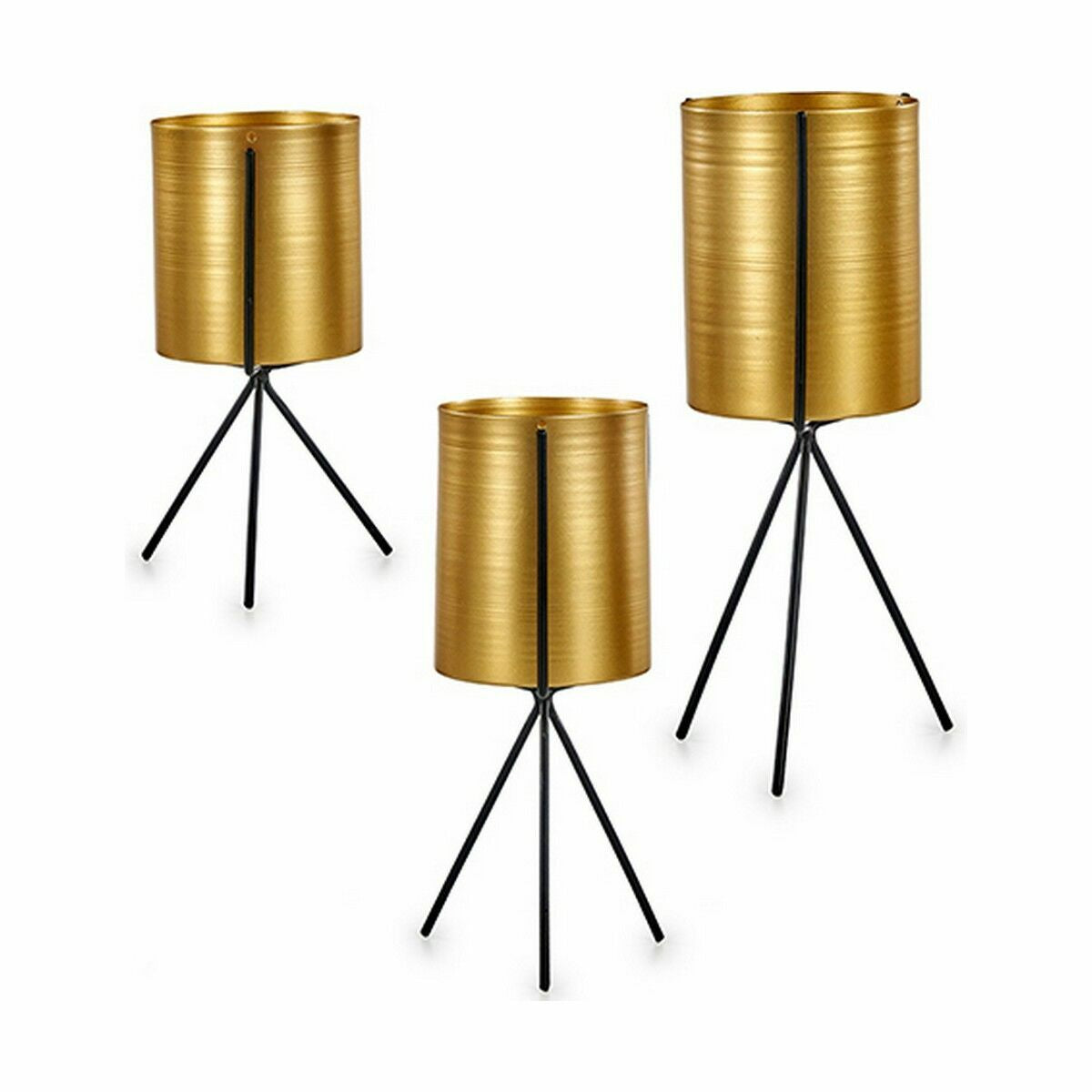 Set of Planters Black Golden Metal (6 Units)