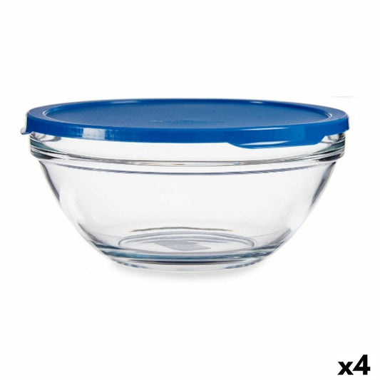 Rund madkasse med låg Chefs Blue 2,5 L 23,7 x 10,1 x 23,7 cm (4 enheder)