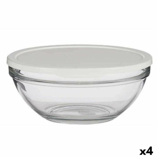 Rund madkasse med låg Chefs White 2,5 L 23,7 x 10,1 x 23,7 cm (4 enheder)