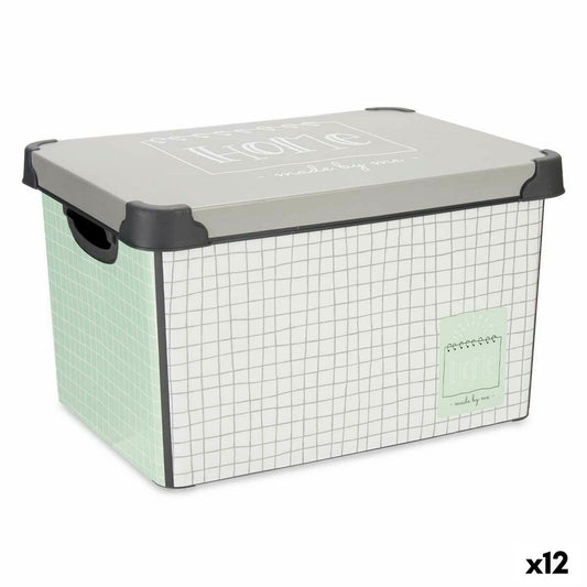 Storage Box with Lid Kipit Home Grey Plastic Graph paper 17 L 28 x 22 x 37 cm (12 Units) Kipit