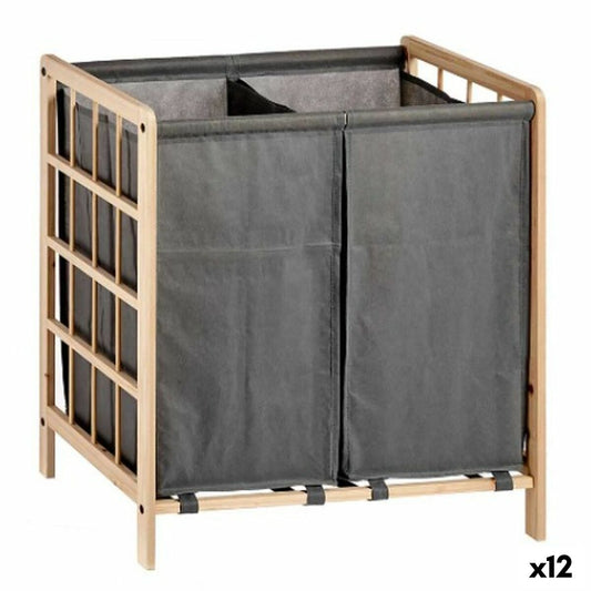 Laundry basket Kipit XJL146354H Brown Grey Wood 30 L x 2 33 x 60 x 59,5 cm (12 Units) Kipit