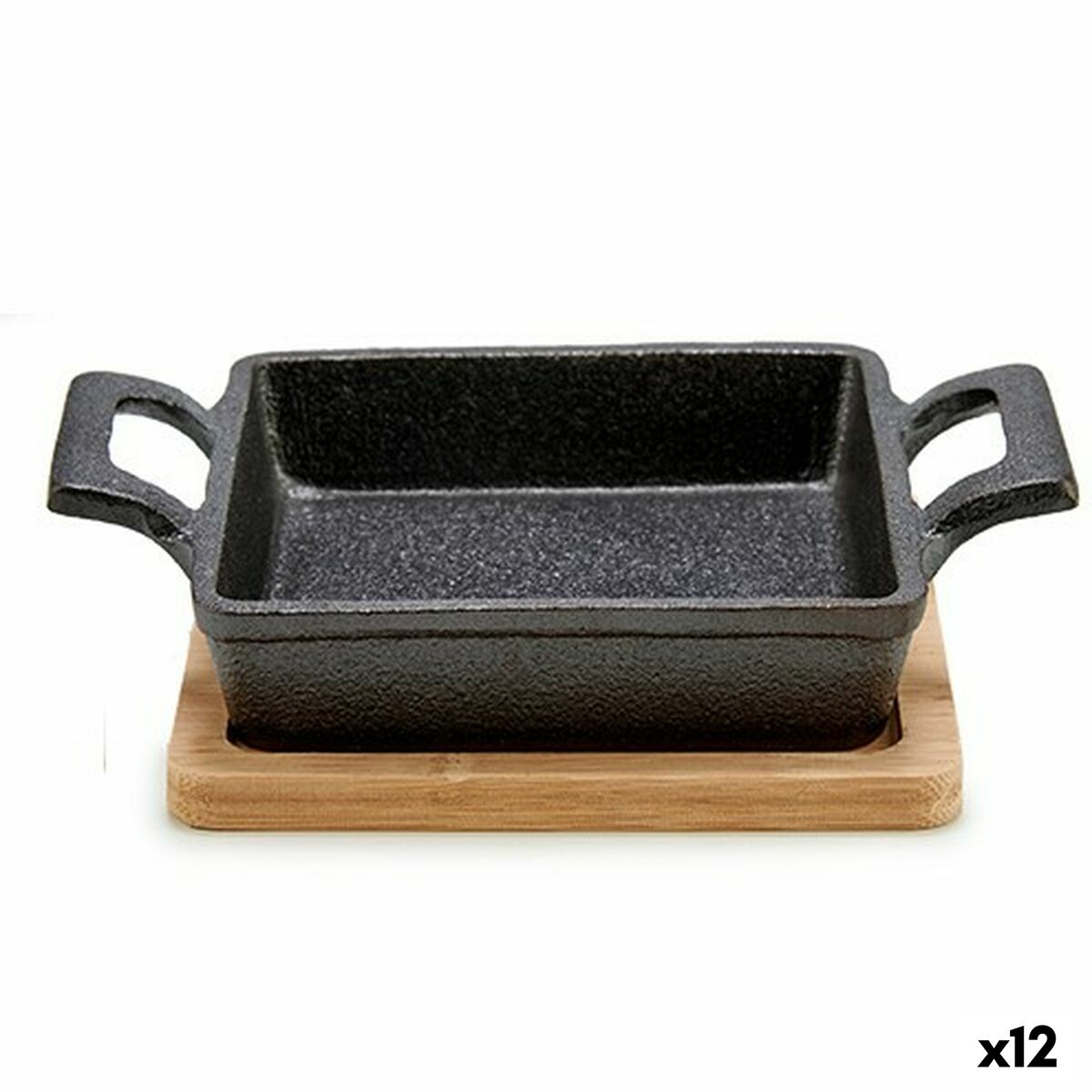 Grydefad til servering af tapas Brun sort bambusjern 19 x 5 x 14 cm (12 enheder)