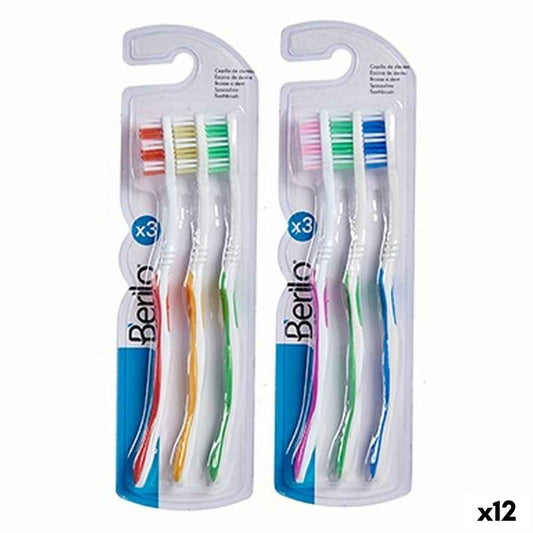 Toothbrush Yellow Blue Red Green (12 Units) Berilo