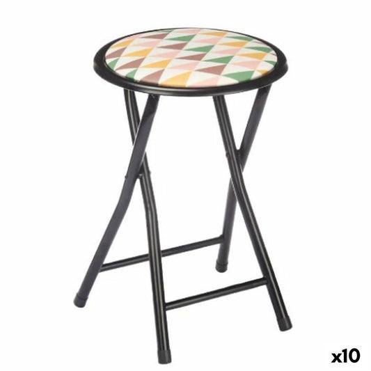 Folding Stool Geometric Black PVC Metal 30 x 30 x 45 cm (10 Units) Gift Decor