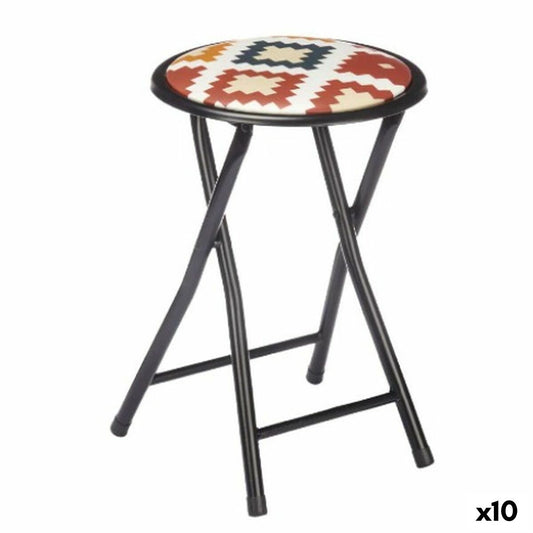 Folding Stool Boho Chic Black PVC Metal 30 x 30 x 45 cm (10 Units) Gift Decor