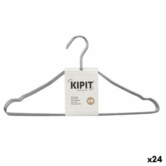 Set of Clothes Hangers Kipit 29100190 Silver Metal 39,5 x 20 x 0,5 cm (24 Units) Kipit