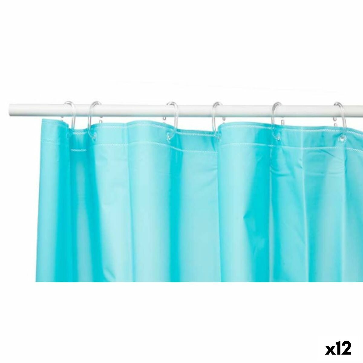 Shower Curtain Blue Polyethylene EVA 180 x 180 cm (12 Units)