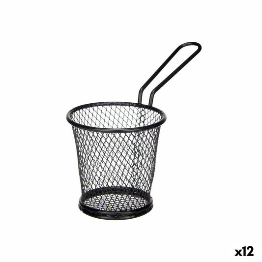 Kurv til præsentation af aperitiffer Sort metal 16 x 11,5 x 8 cm (12 enheder)