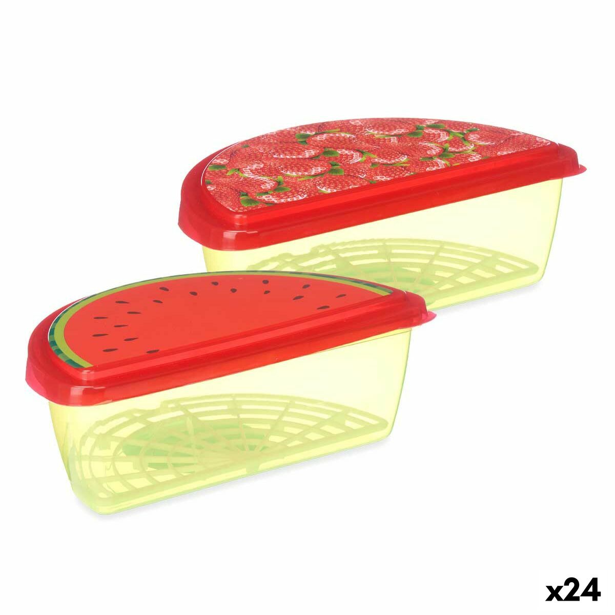 Madkasse Frugt Jordbær Vandmelon Plast 23 x 8 x 13 cm (24 enheder)