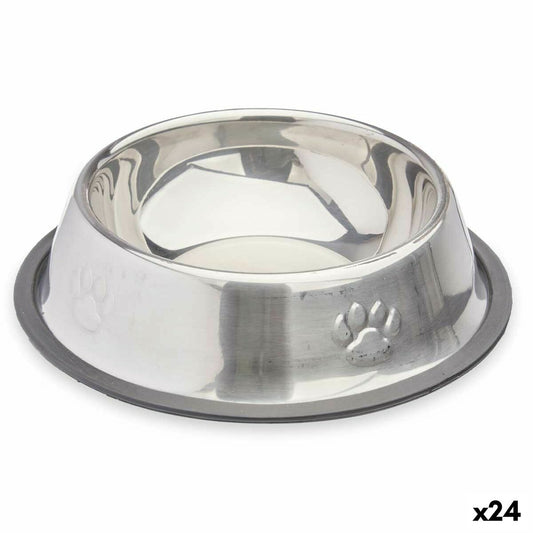 Dog Feeder Silver Grey Rubber Metal 35 x 0,03 x 25 cm (24 Units) Mascow