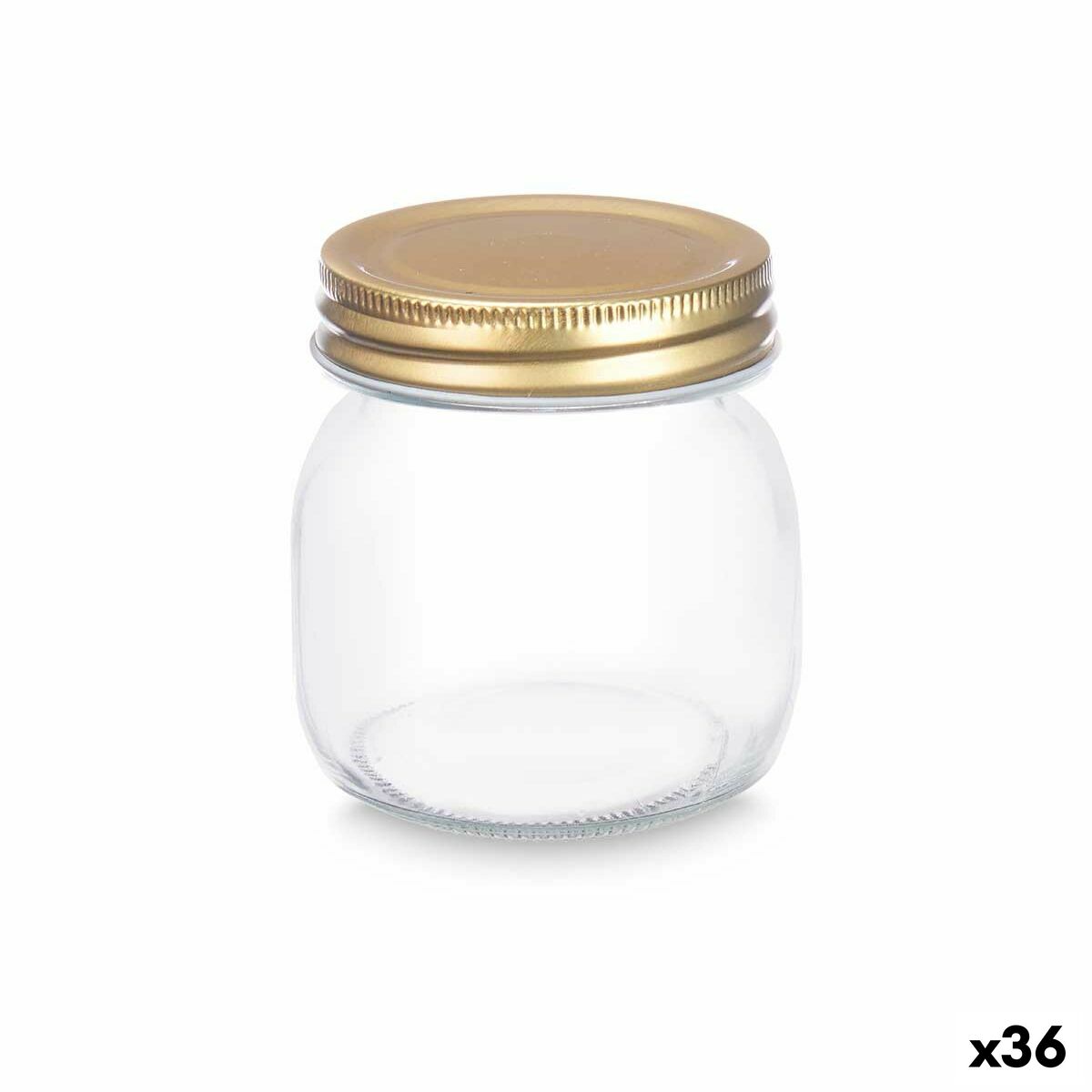 Krukke gennemsigtigt gyldent metalglas 300 ml 7,5 x 9 x 7,5 cm (36 enheder)