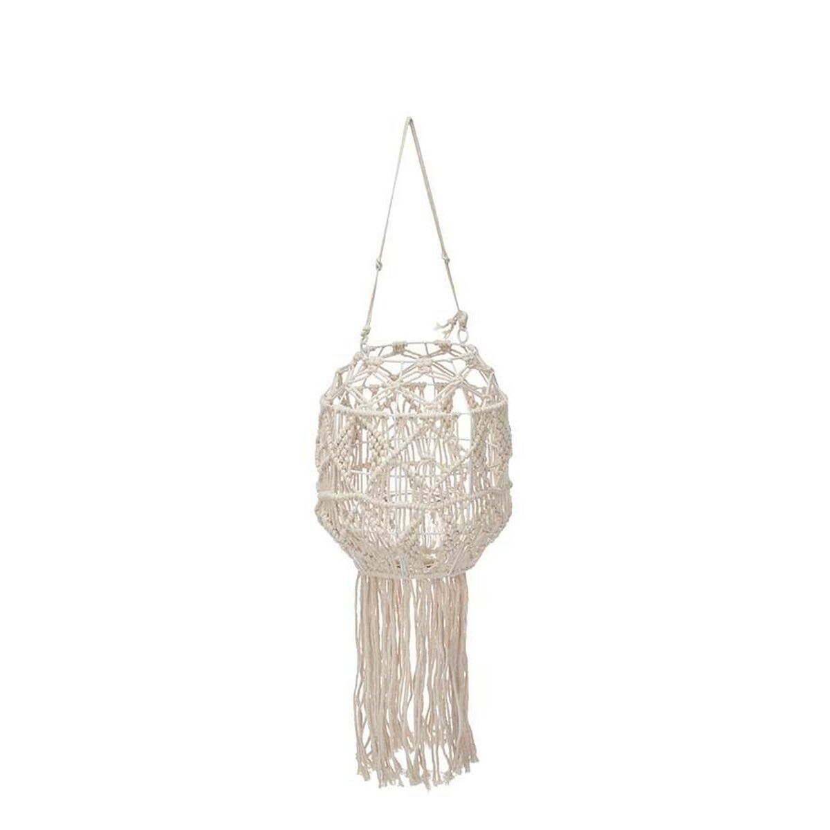 Candleholder Macrame White Cotton 24 x 90 x 24 cm (4 Units)