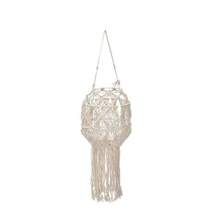 Candleholder Macrame White Cotton 24 x 90 x 24 cm (4 Units)