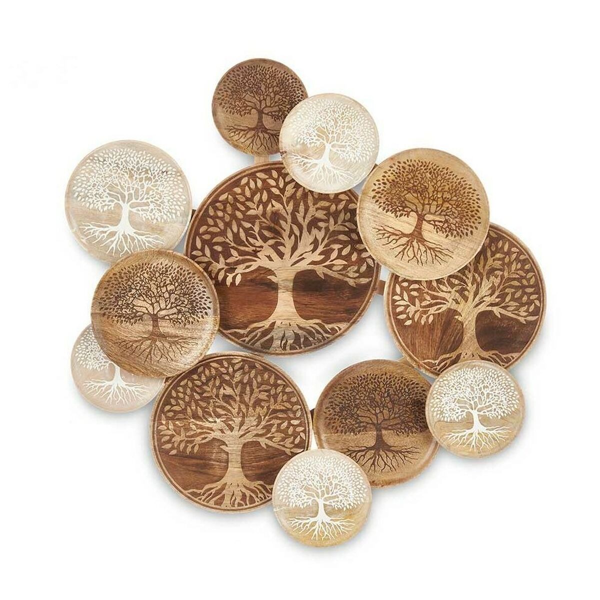 Wall Decoration White Brown Mango wood Tree of Life 76 x 70 x 5 cm