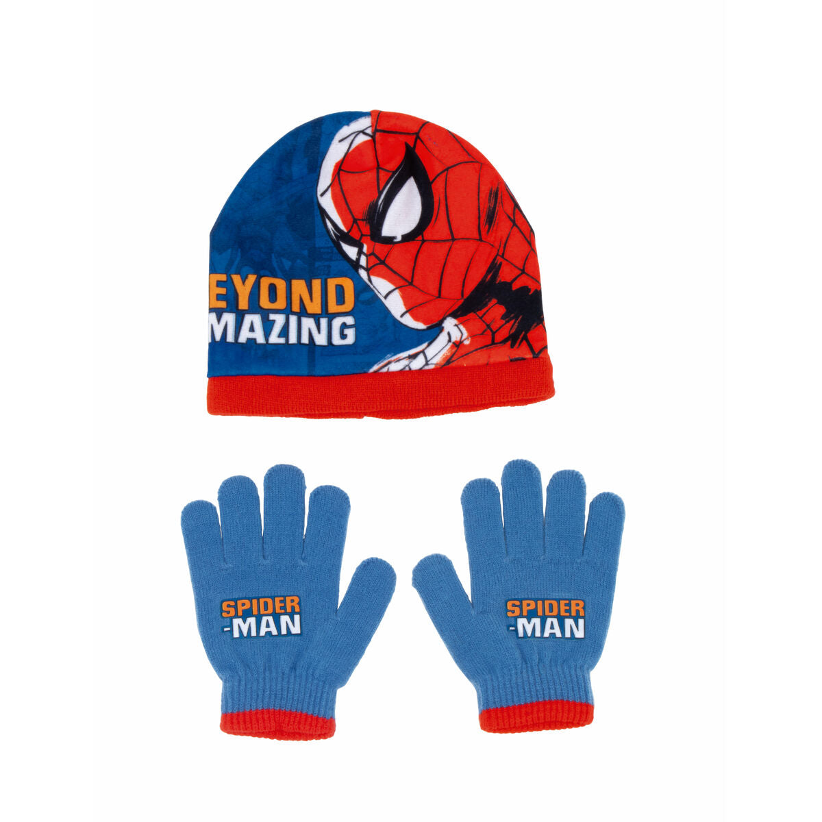 Hat & Gloves Spider-Man Great power Blue Red