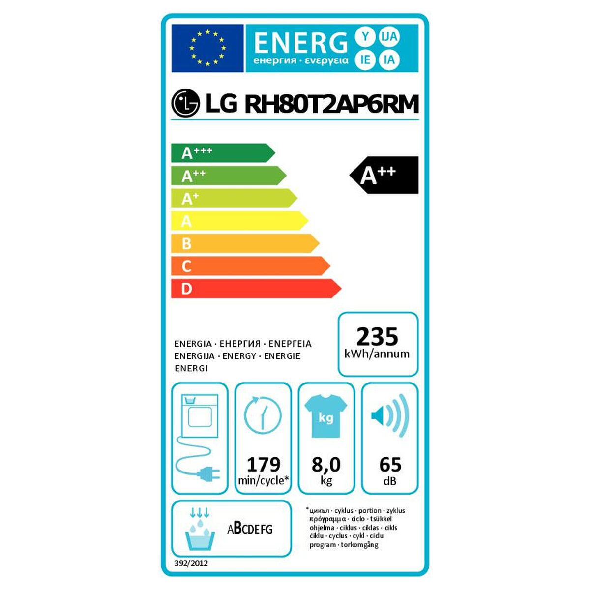 Condensation dryer LG RH80T2AP6RM