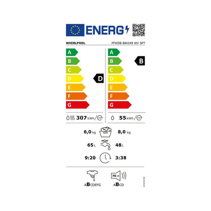 Washer - Dryer Whirlpool Corporation FFWDB864349WVSP 1400 rpm