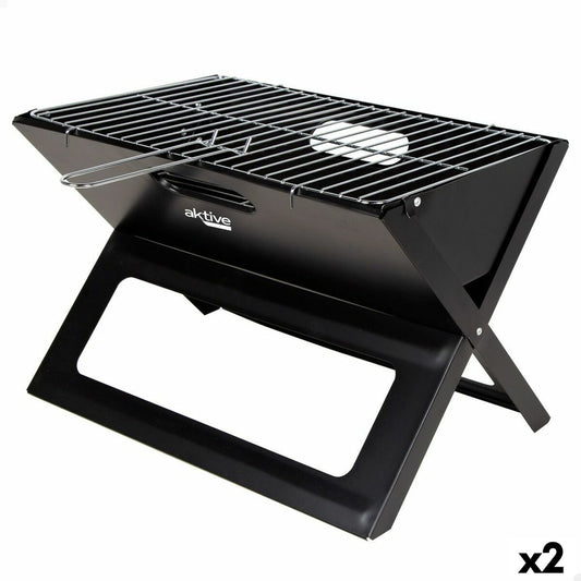 Barbecue Portable Aktive Black Steel Iron 45 x 30 x 29 cm