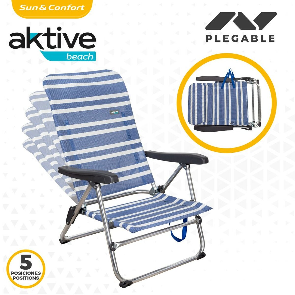 Folding Chair Aktive Mykonos Striped 47 x 85 x 50 cm (4 Units)