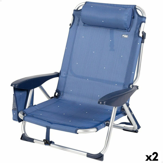 Beach Chair Aktive Foldable Navy Blue 51 x 76 x 45 cm (2 Units) Aktive