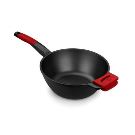 Wok Pan BRA A412028 Rød/Sort Ø 28 cm Rustfrit stål (1 enhed) (Ø 28 cm)