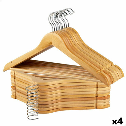 Set of Clothes Hangers Max Home Natural Wood Steel 44,5 x 23 x 1 cm 20 Pieces (4 Units)